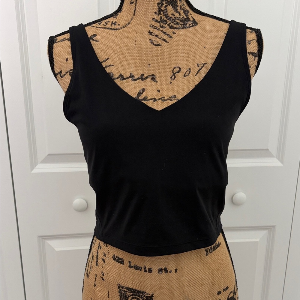 Black V-Neck Midriff Shelf Bra Top